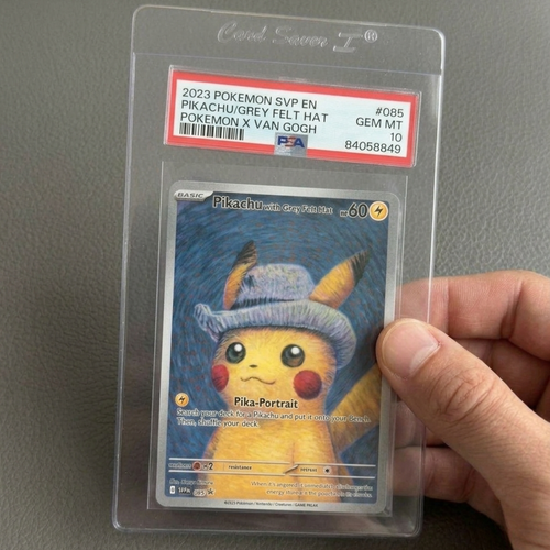 2023 POKEMON PIKACHU/GREY FELT HAT POKMN X VAN GOGH BLACK STAR PROMO #085 PSA 5