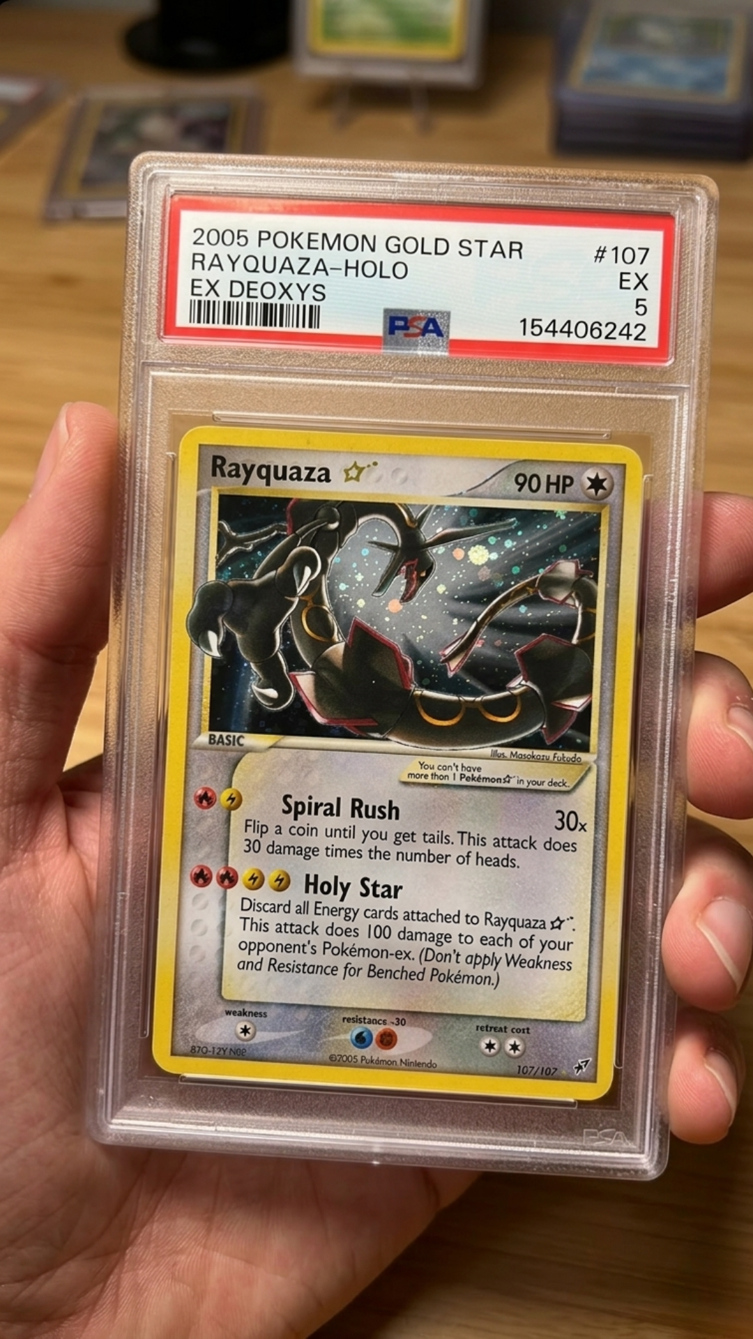 Pokemon Rayquaza Gold Star EX Deoxys Holo Ultra Rare #107 PSA 5