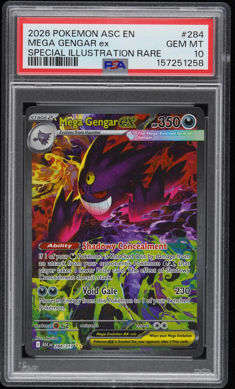 PSA 10 MEGA GENGAR ex 284/217 | Ascended Heroes Full Art Pokemon Card