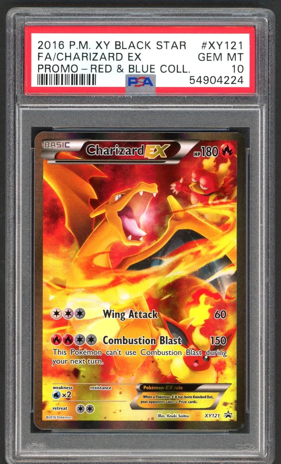 Pokemon Card - PSA 10 Charizard EX XY121 - Black Star Promo - GEM MT - PSA10