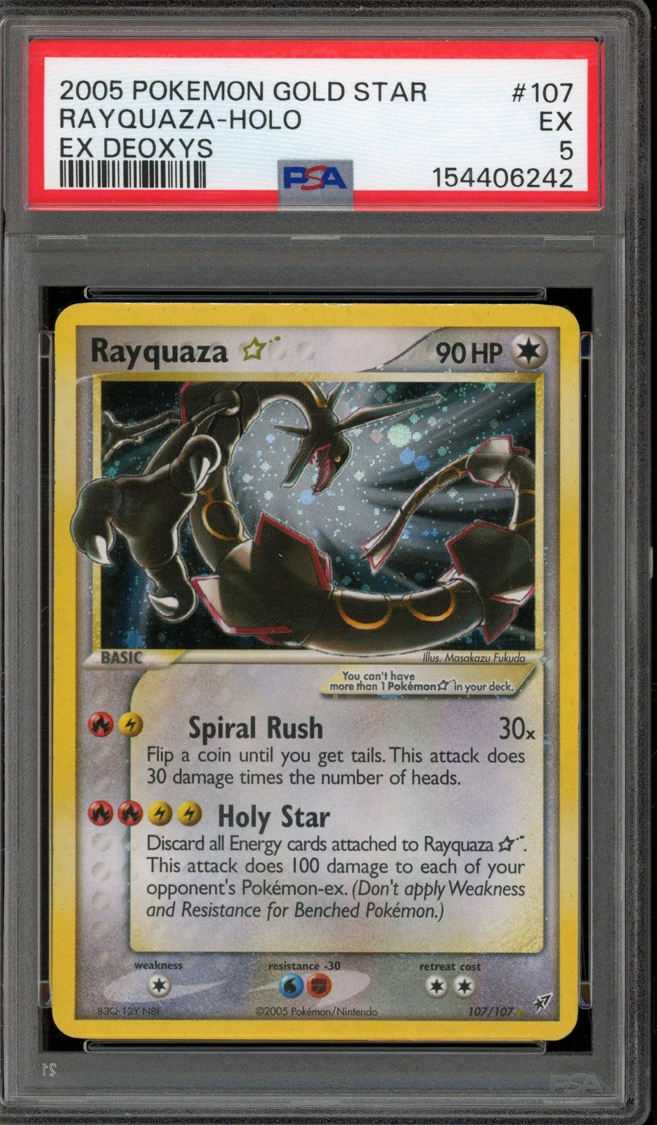 Pokemon Rayquaza Gold Star EX Deoxys Holo Ultra Rare #107 PSA 5